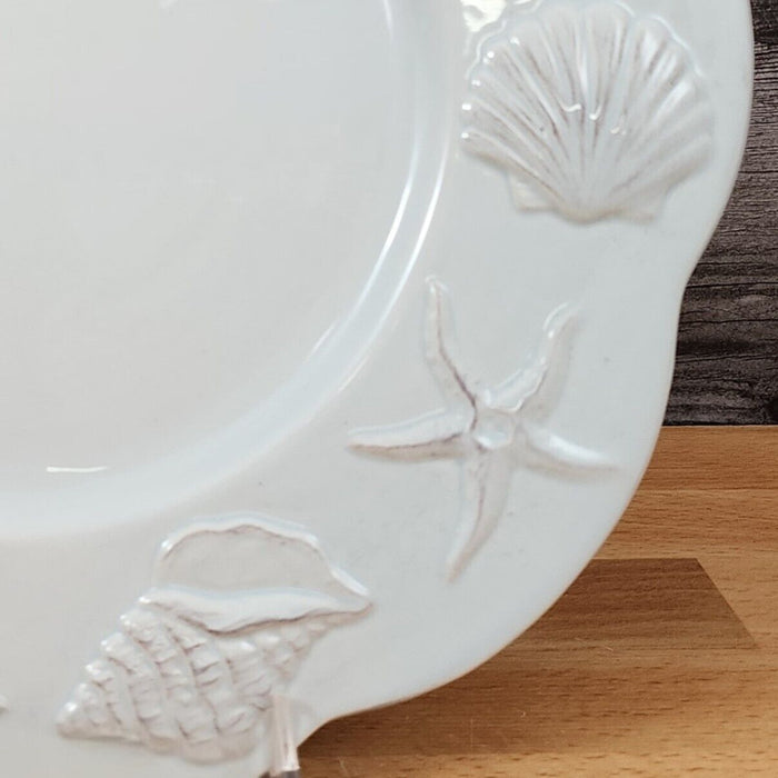 Laguna Coastal Seafoam Blue Serving Plate Ceramic Sea Shell Platter Blue Sky