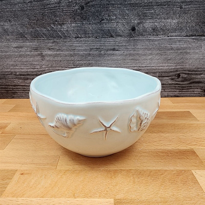 Laguna Coastal Shell Blue Bowl Decorative Sea Life Nautical by Blue Sky Ceramic