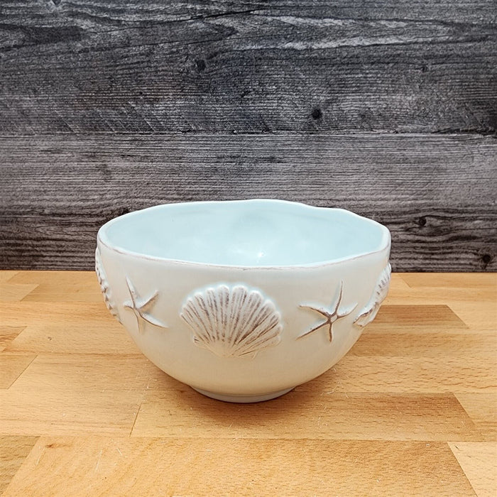 Laguna Coastal Shell Blue Bowl Decorative Sea Life Nautical by Blue Sky Ceramic