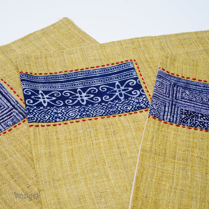 Långt Kuddfodral Indigo Hampa – Vintage Batik & Handvävd (30x50 cm)