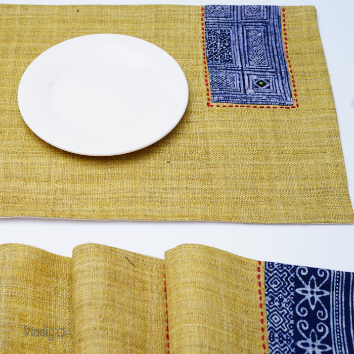 Långt Kuddfodral Indigo Hampa – Vintage Batik & Handvävd (30x50 cm)