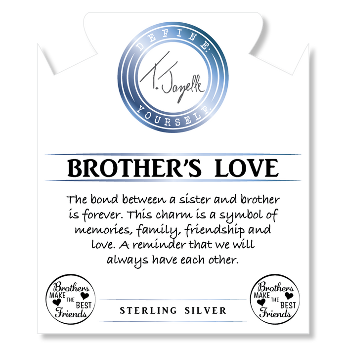 Lapis Tiger's Eye Stone Bracelet with Brother's Love Sterling Silver Charm