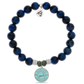 Lapis Tiger's Eye Stone Bracelet with Cape Cod Enamel Sterling Silver Charm