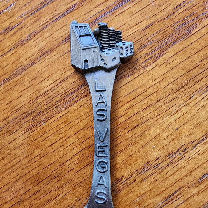 Las Vegas Casino Sin City Nevada Collectible Travel Souvenir Spoon 4" Pewter