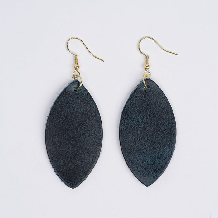 Color:Aqua Blue Horween Leather Earrings