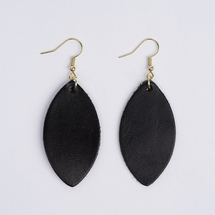 Color:Black Horween Leather Earrings