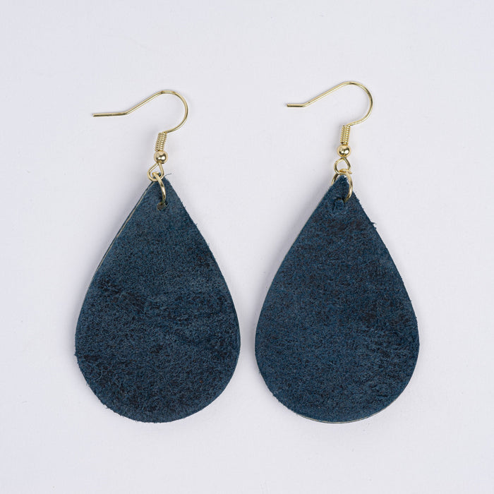 Color:Aqua Blue Horween Leather Earrings
