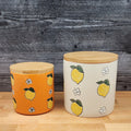 Lemon Bloom Canister Embossed Set by Blue Sky 4" & 5" Kitchen Home Décor Jar
