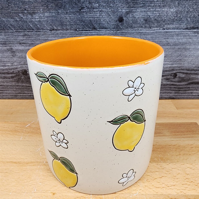 Lemon Bloom Canister Embossed Set by Blue Sky 4" & 5" Kitchen Home Décor Jar