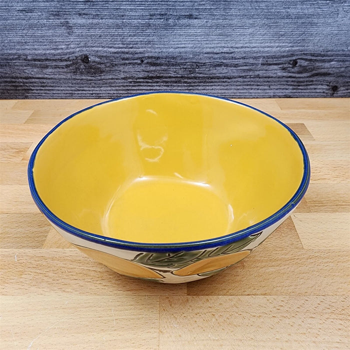 Lemon Fruit Bowl Embossed Yellow Floral by Blue Sky 6.5 in (16 cm) Ceramic