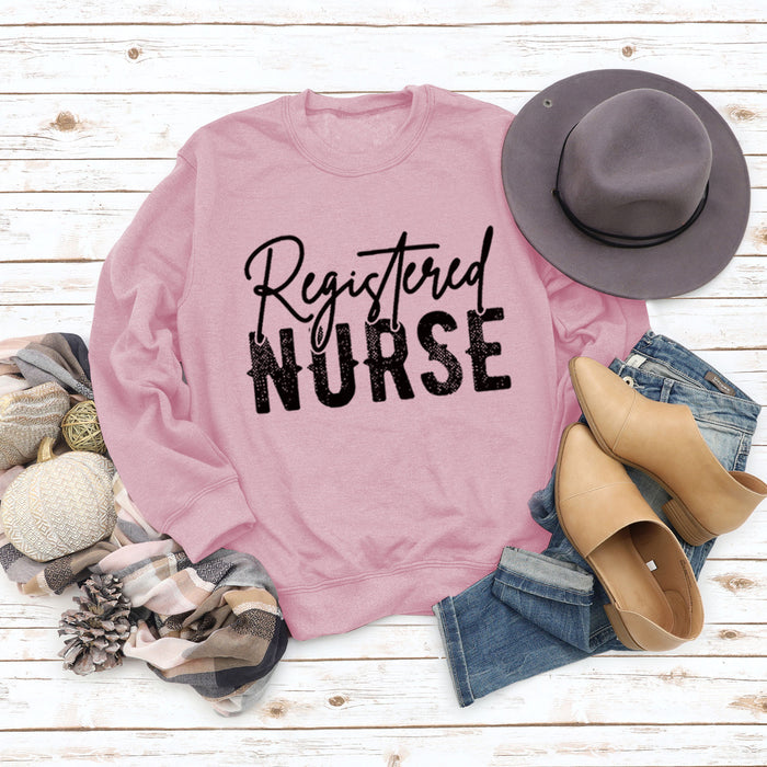 Letter Registered Nurse Fall and Winter Bottoming Large Size Long-sleeved Women's Sweatshirt