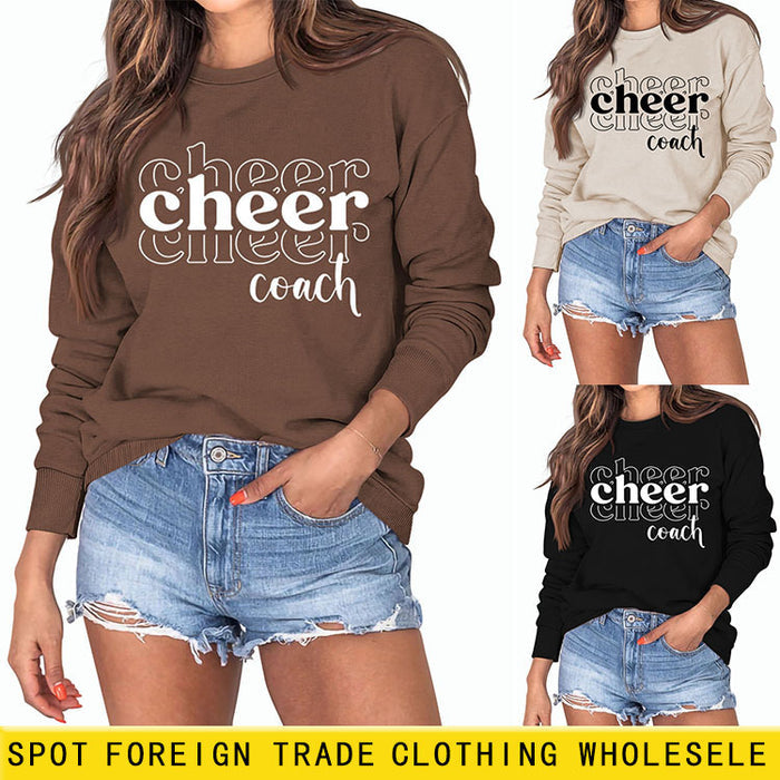 Letters Loose Round Neck Womens Fall and Winter Long-sleeved Sweater