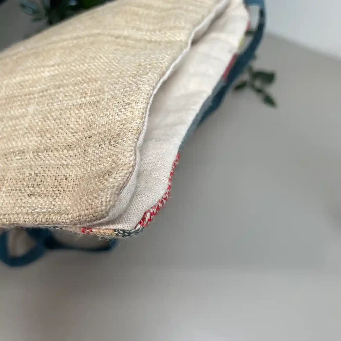 Light pink pattern with bright stripes- Hemp crossbody bag