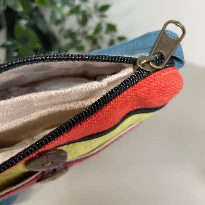Light pink pattern with bright stripes- Hemp crossbody bag