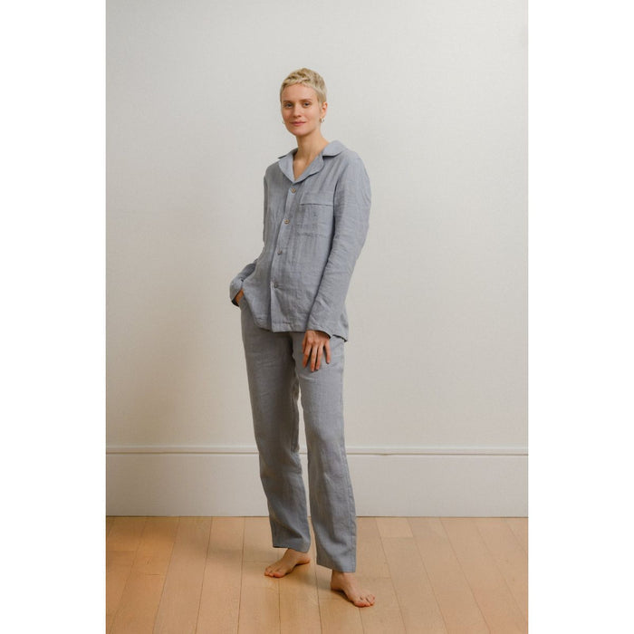 Sömn Premium Linen Long-Sleeve Shirt | Sömn Home #color_lake_blue