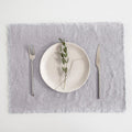 Linen Tales Light Gray Placemat with Fringed Edge