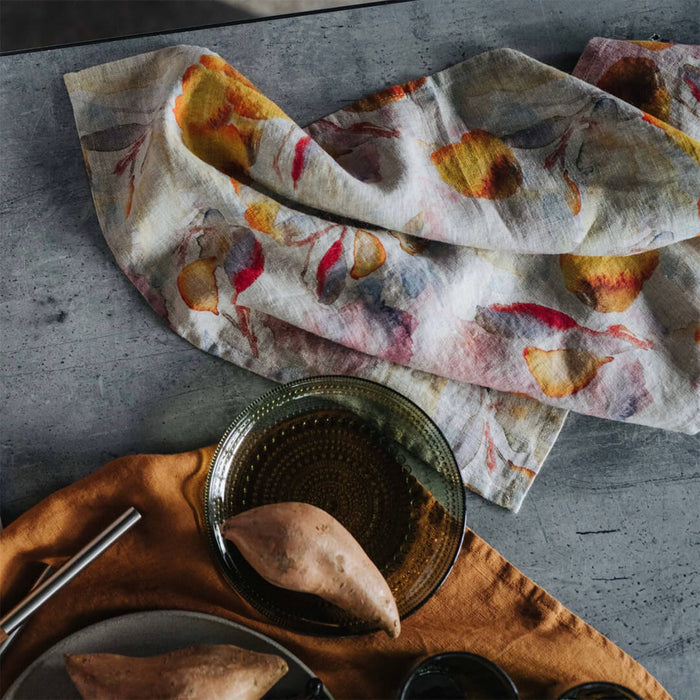 Linen Tales Orange Flow Stone Washed Linen Kitchen Towel