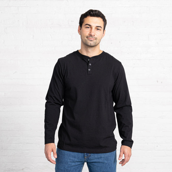 Regular Color:Black Combed Cotton Henleys Mens’s Henleys