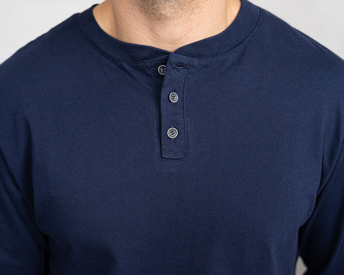 Classic Color:Navy Combed Cotton Henleys Mens’s Henleys