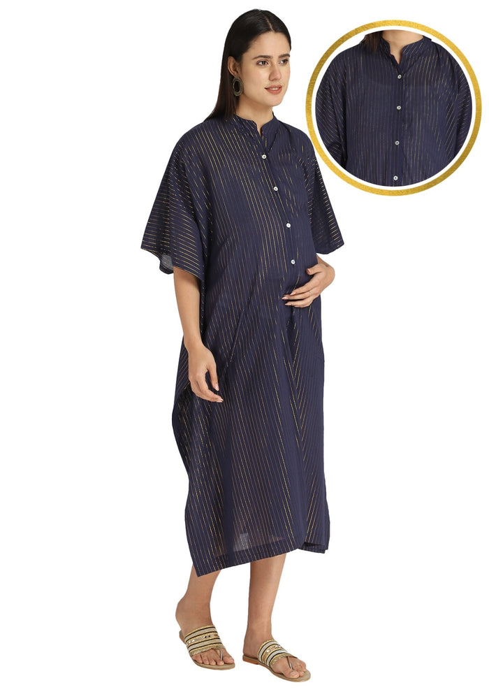 Lurex Blue Feeding & Maternity Kaftan