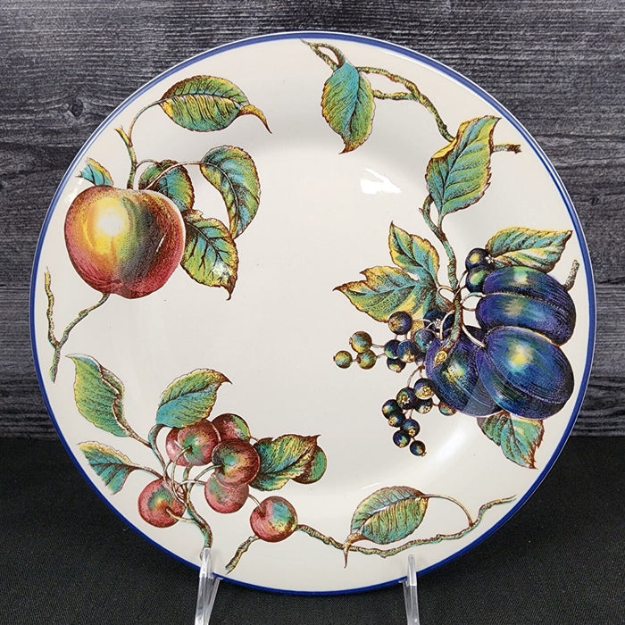 Macintosh by Pier 1 Dinner Plate 10 1/4" Fruits with Blue Trim Dishware