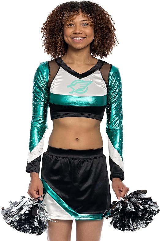 Maddy Cheerleader High School Top-Skirt-Pom Pom Halloween Cosplay Costume Set - TVStoreOnline