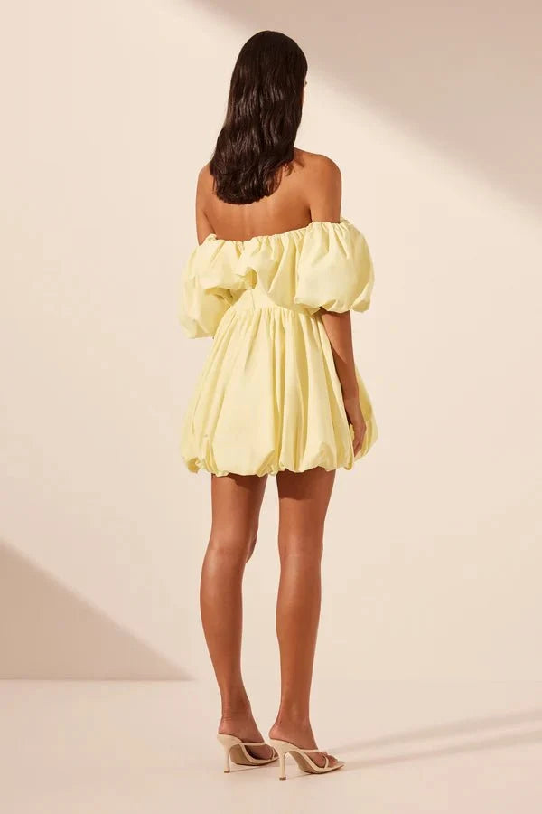 Maiori Off Shoulder Bubble Mini Dress - SODA Fashion Haus