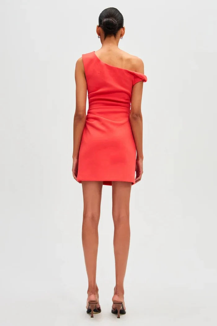 Mallory Bonded Crepe Mini Dress (Sunset Coral) - SODA Fashion Haus