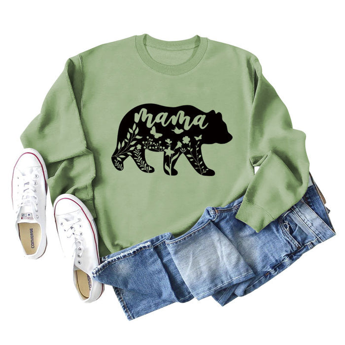 Olive green sweater (black font) / S