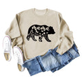 Mama Bear Letter Printing Round Neck Loose Bottoming Long-sleeved Shirt Ladies Plus Size Sweater