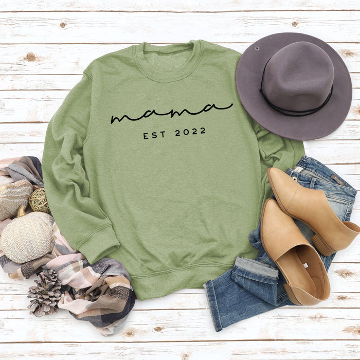 Olive green sweater (black font) / S