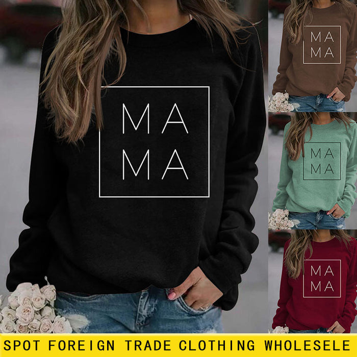 Mama Fashion Letter Printing Base Autumn and Winter Long Sleeve Plus Size Sweater Girl