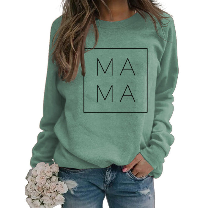 Mama Fashion Letter Printing Base Autumn and Winter Long Sleeve Plus Size Sweater Girl