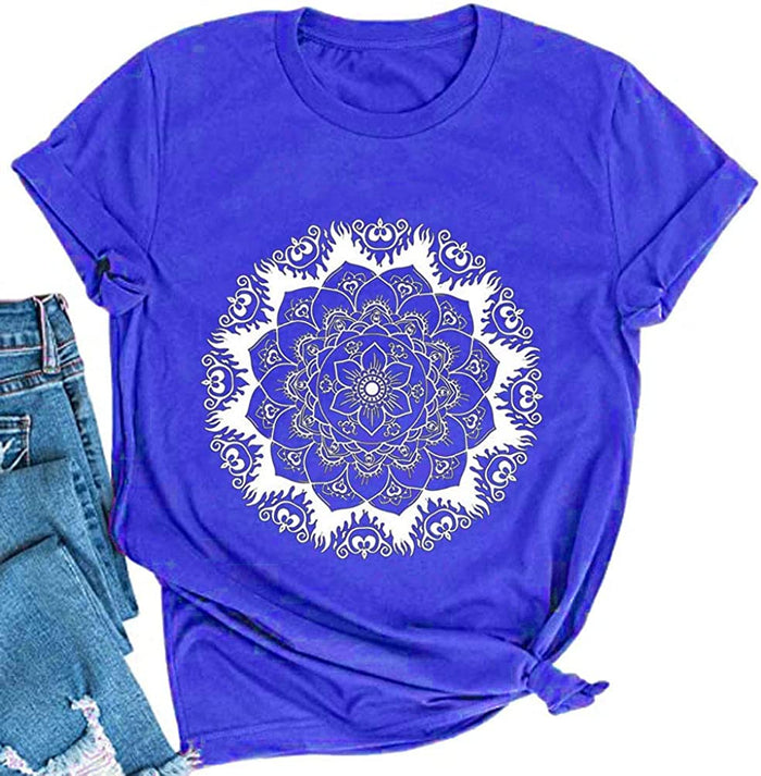 Mandala T-Shirt Bohemian Women Graphic T-Shirt