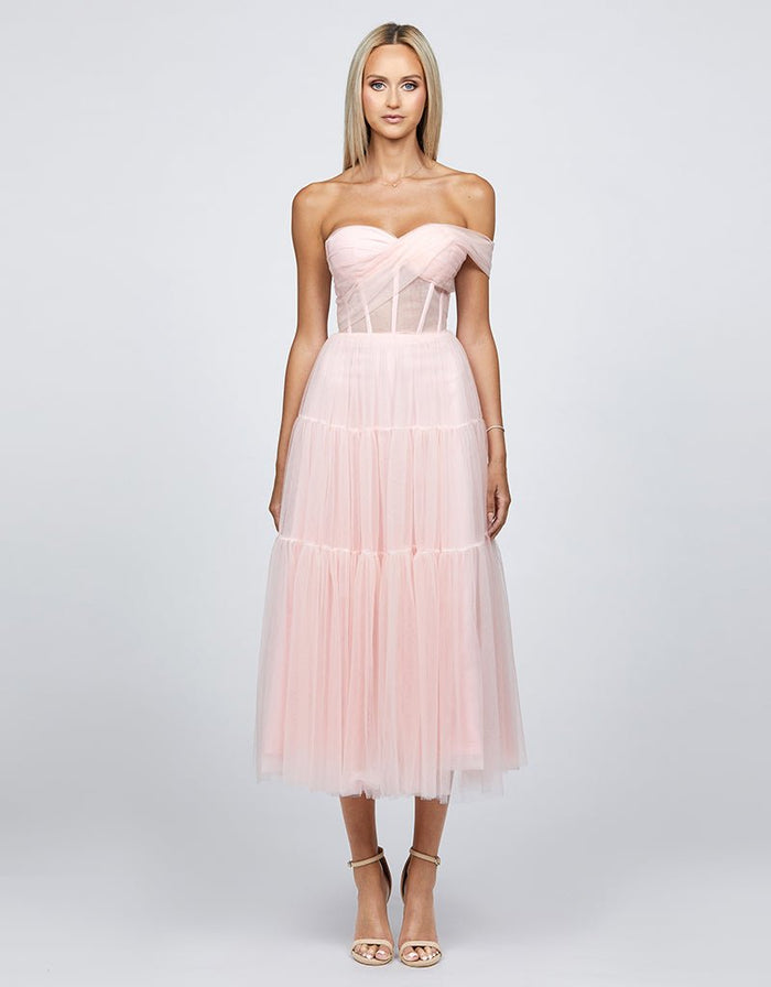 Marianne Tiered Tulle Midi Dress - SODA Fashion Haus