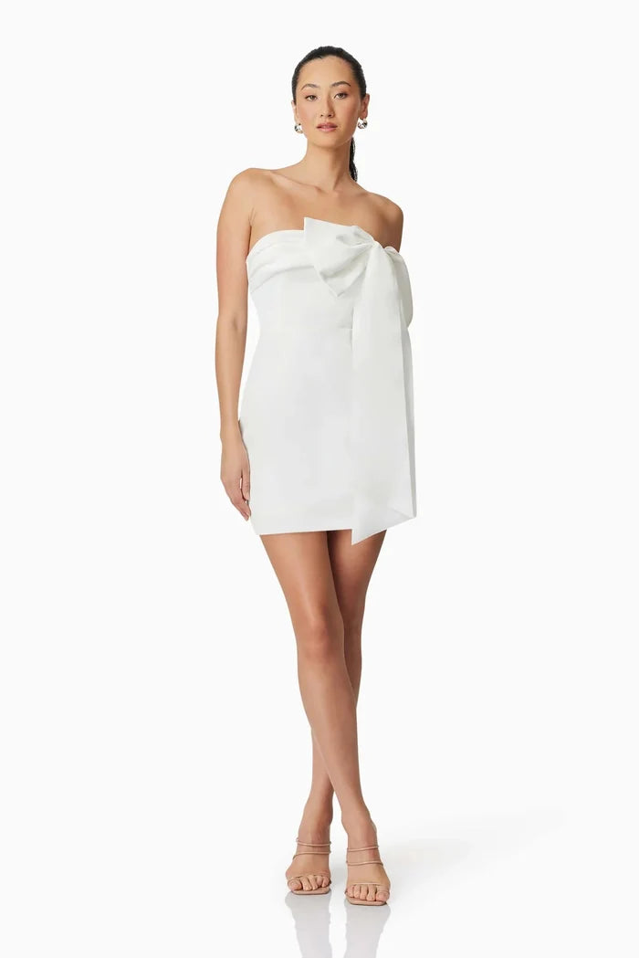 Marissa Bow Mini Dress - White - SODA Fashion Haus