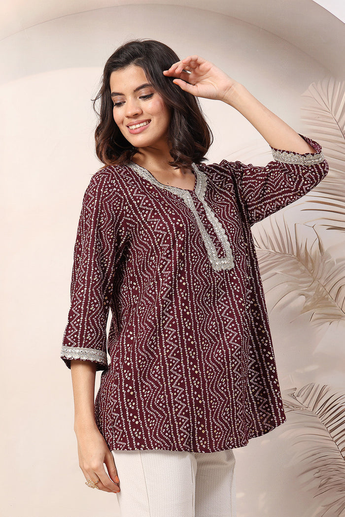 Maroon Maternity Top; color offers comfort and style for daily wear.