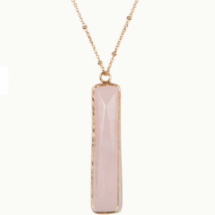 Marquet Fair Trade Natural Stone Pendant Necklace Rose