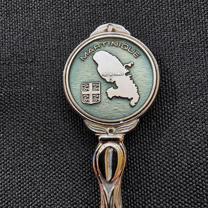 Martinique Souvenir Travel Spoon French Caribbean Island Crest Silver Plated