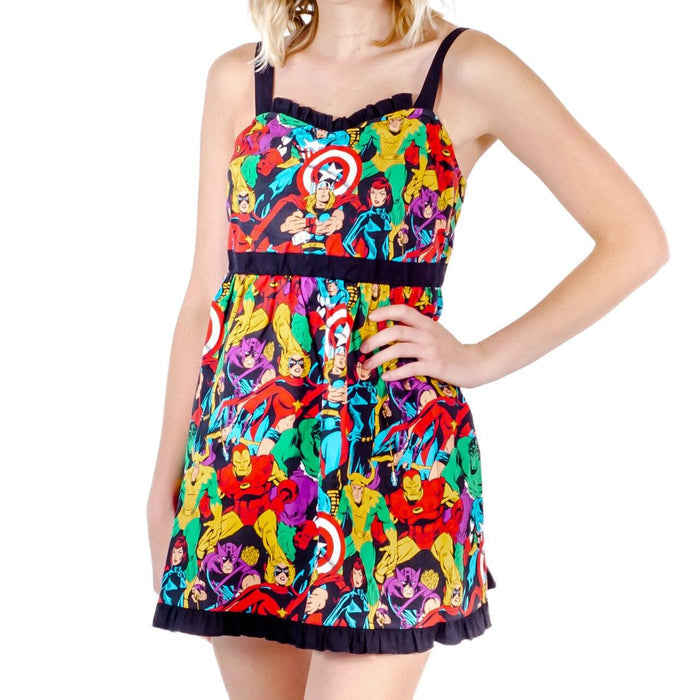 Marvel Super Heroes All Over Sweetheart Dress-tvso