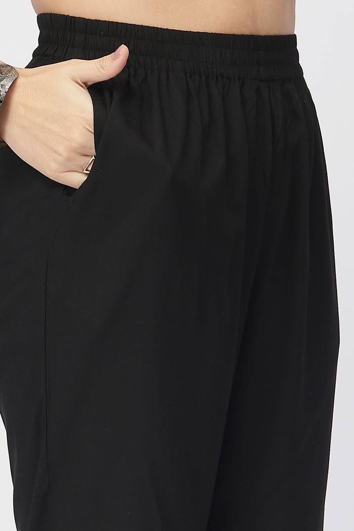 Maternity Zipless Feeding Kurta Set -Black & Maroon