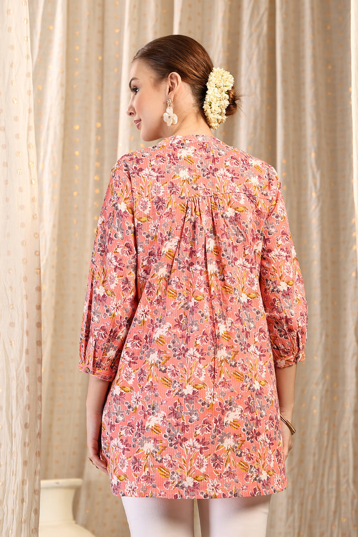 Close-up of peach Maternity Tops showing Zipless for easy nursing access.