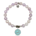 Mauve Jade Gemstone Bracelet with Cape Cod Enamel Sterling Silver Charm