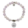 Mauve Jade Gemstone Bracelet with Mom Crown Sterling Silver Charm