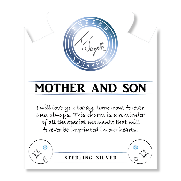 Mauve Jade Stone Bracelet with Mother Son Sterling Silver Charm