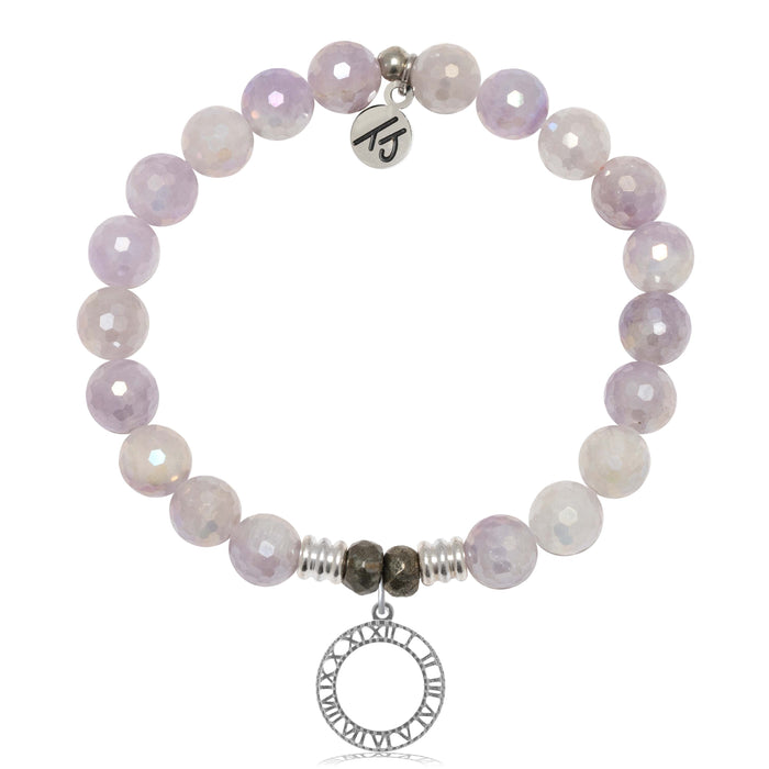 Mauve Jade Gemstone Bracelet with Timeless Sterling Silver Charm