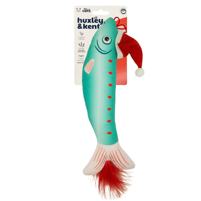 Packaged Merry Fishmas Sardine Kicker Cat Toy.