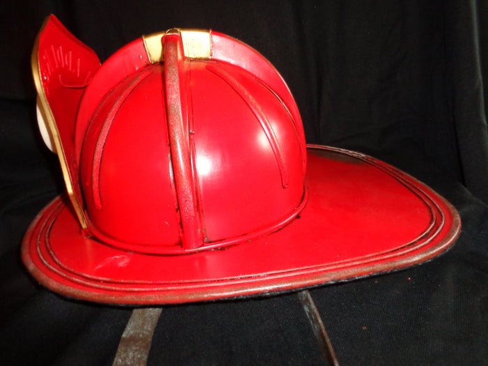 Metal Tin - Helmet Fireman Ladder 55 Fire Cheif-Jantiques LLC.