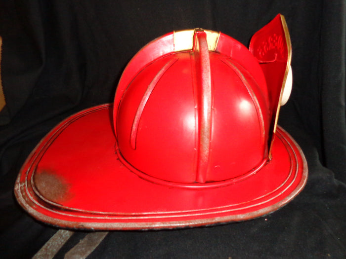 Metal Tin - Helmet Fireman Ladder 55 Fire Cheif-Jantiques LLC.
