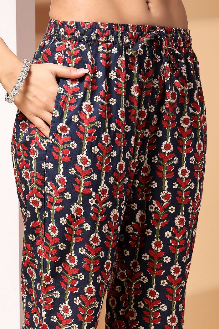 High-quality image of the Cotton texture and finish of the Midnight Bloom And Kurta Set.